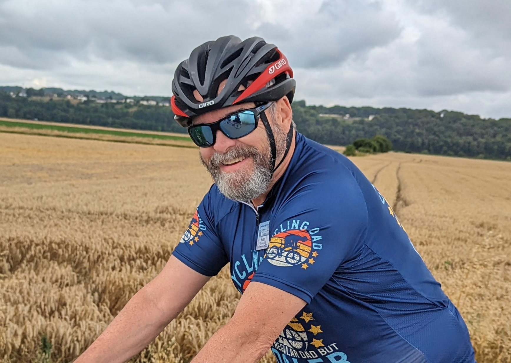 Bill cycling across Normandy, France